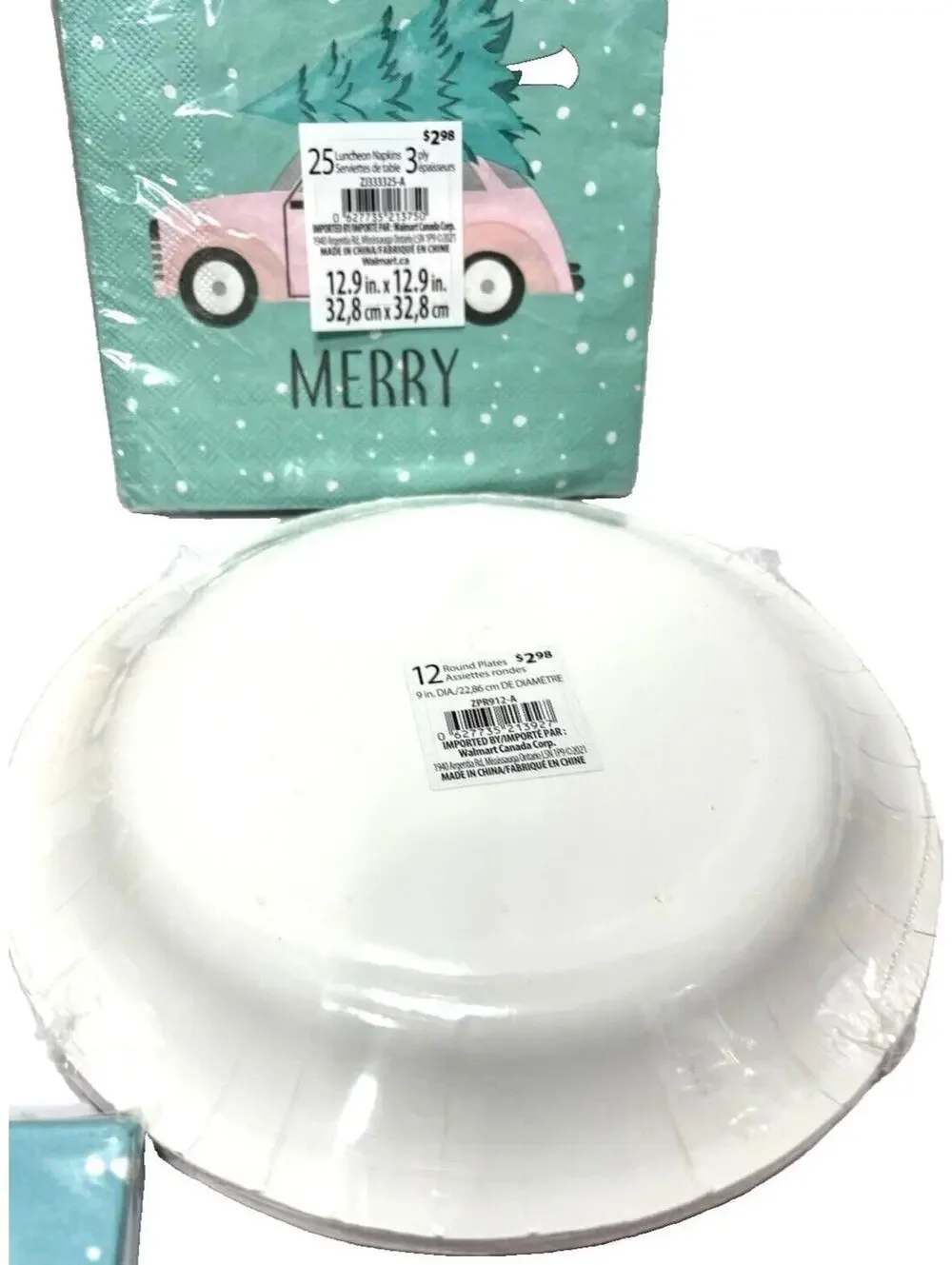 Merry Christmas ,Noel ,Fa La La Lama Napkins & Paper Plates 5pc Lot -New Holiday